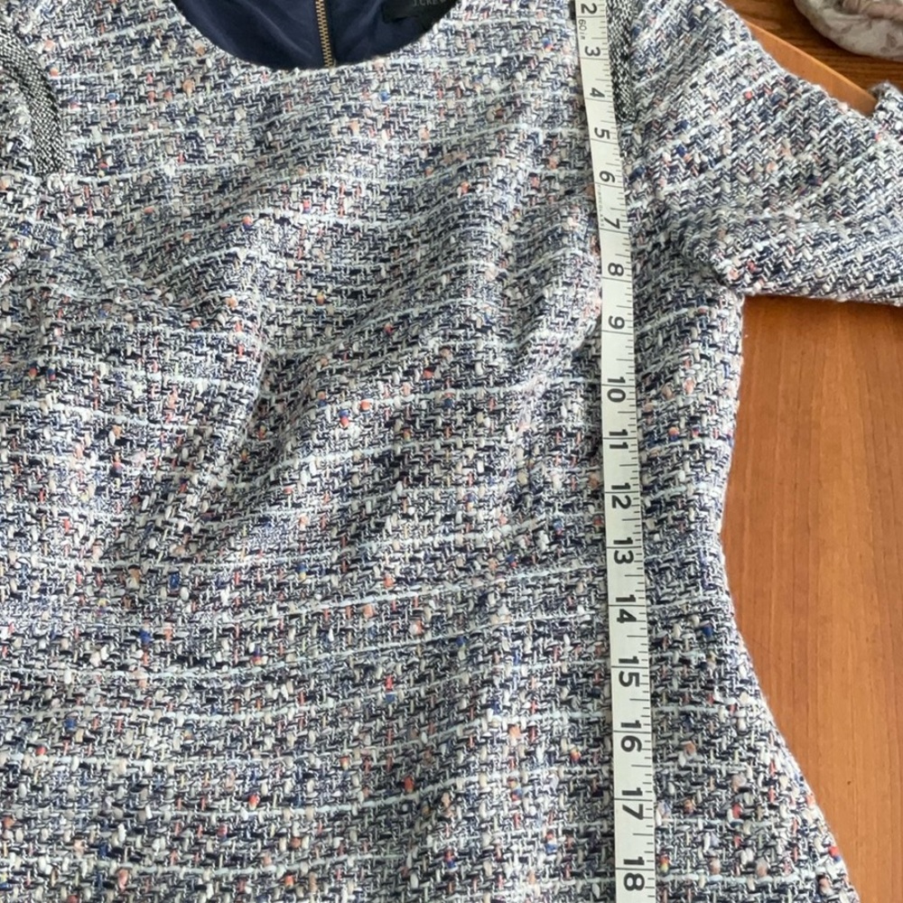 J. Crew 3/4 Sleeve Tweed Dress - Blue and White - Picture 10 of 14